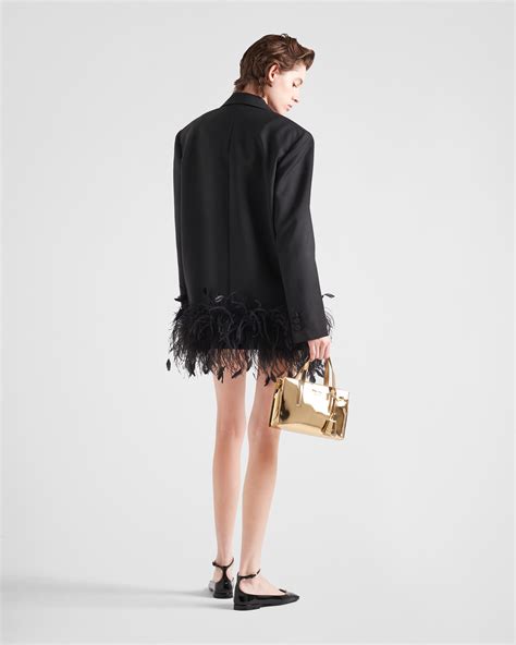 prada feathers|Black/white Single.